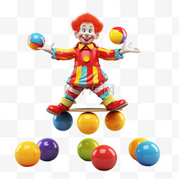 小丑玩球图片_小丑在球上保持平衡并用球玩杂耍