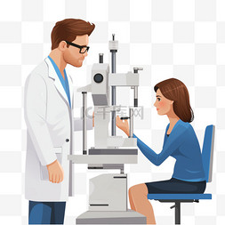 眼科检查图片_眼科医生正在检查的妇女
