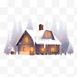 灰色简约背景纯色图片_手绘冬天落雪小木屋卡通元素