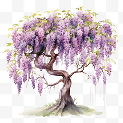 紫藤树木ai元素立体免扣图案
