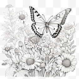 黑白蝴蝶质感元素立体免扣图案