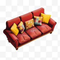 沙发红色家居元素立体免扣图案