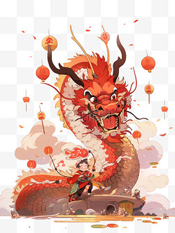 中国传统文化风格图片_新年插画免抠龙手绘元素龙年