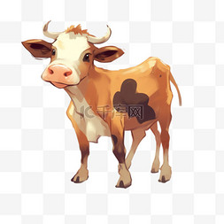 牛动物矢量元素立体免扣图案