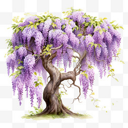 紫藤树木写实元素立体免扣图案