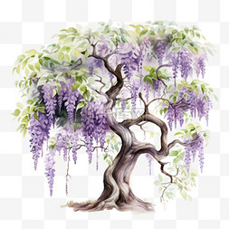 紫藤树木元素立体免扣图案

