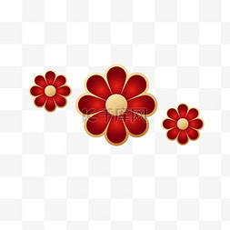 中式花朵笔画新年春节装饰元素