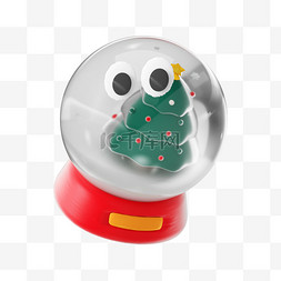 圣诞水晶球水晶球图片_3d圣诞节水晶球