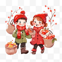 拿糖葫芦图片_手绘元素冬天孩子食品卡通
