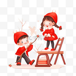 2可爱背景图片_新年孩子卡通扫除手绘元素