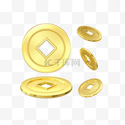中式铜钱简约扁平插画元素