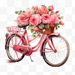 自行车真实花朵元素立体免扣图案