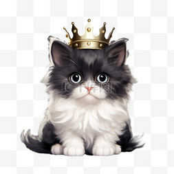 小猫创意皇冠免扣元素装饰素材