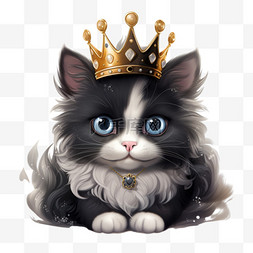小猫皇冠特色免扣元素装饰素材