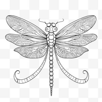 蜻蜓线条矢量元素立体免扣图案