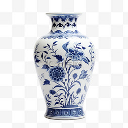 蓝青花瓷器图片_瓷器特色花瓶元素立体免扣图案