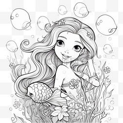 童话美人鱼图片_童话美人鱼卡通元素立体免扣图案