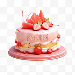 草莓点心图片_矢量蛋糕甜品甜点元素立体免扣图