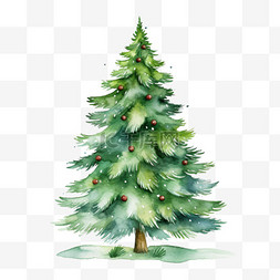 手绘水彩圣诞树图片_绿色水彩手绘圣诞树免扣元素