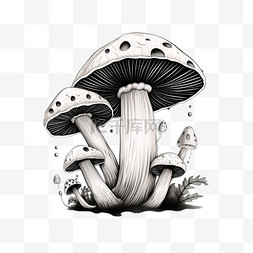蘑菇造型图片_造型蘑菇线稿元素立体免扣图案