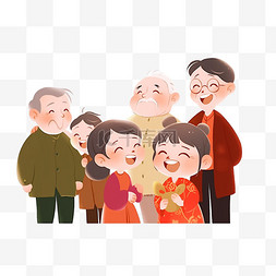 插画家人团圆图片_新年家人手绘团圆卡通插画