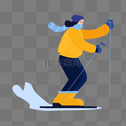 冬季滑雪人物图片_冬季下雪滑雪扁平人物