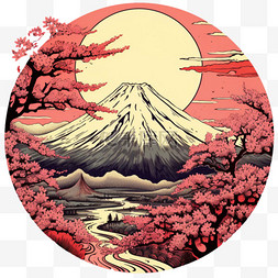 日系艺术图片_装饰日系风景元素立体免扣图案
