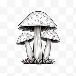 纹理艺术线图片_纹理蘑菇线稿元素立体免扣图案