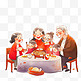 新年家人手绘元素团圆聚餐卡通