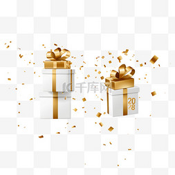 礼盒白图片_2022年新年快乐，圣诞快乐白色礼