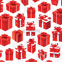 圣诞礼物结图片_无缝红色礼盒图案