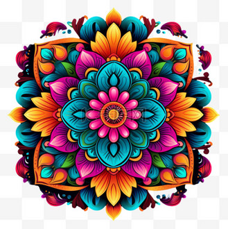 几何炫彩花朵元素立体免扣图案