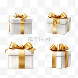 圣诞白色礼物盒图片_礼品盒，金丝带蝴蝶结，隔绝在透