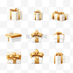 礼物礼物盒丝带图片_礼品盒，金丝带蝴蝶结，隔绝在透