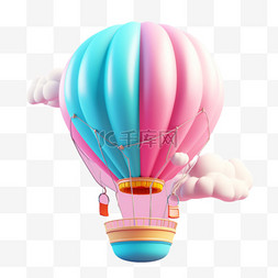 几何热气球图片_几何彩色热气球元素立体免扣图案