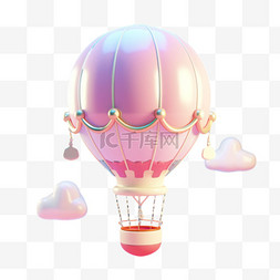 热气球装饰矢量图片_矢量彩色热气球元素立体免扣图案