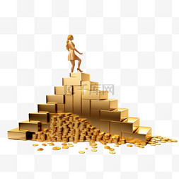 黄金货币图片_货币金融理财财富投资女商人在显