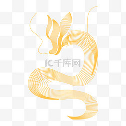 新年快乐2024图片_2024龙年线条龙中国龙金色插画
