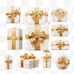 圣诞白色礼物盒图片_礼品盒，金丝带蝴蝶结，隔绝在透