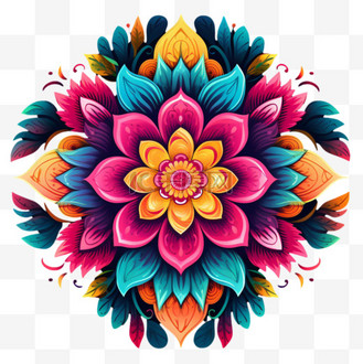 绘画炫彩花朵元素立体免扣图案