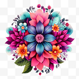 炫彩花朵装饰图片_矢量炫彩花朵元素立体免扣图案