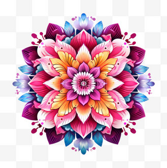 ai绘画炫彩花朵元素立体免扣图案
