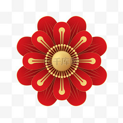 中式设计图图片_中式鎏金梅花红色新年春节装饰元