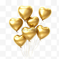 金色气球图片_几何金色气球元素立体免扣图案