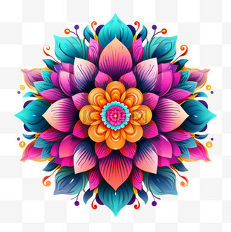 艺术炫彩花朵元素立体免扣图案