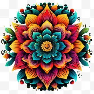数字艺术炫彩花朵元素立体免扣图案