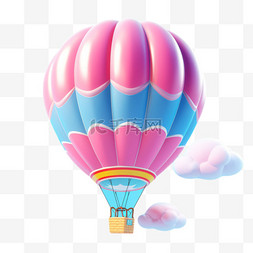 彩色热气球图片_3d彩色热气球元素立体免扣图案