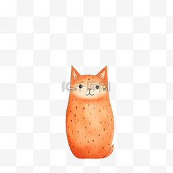 圆筒橘色小猫元素立体免扣图案图