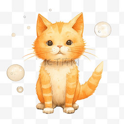 呆滞橘色小猫元素立体免扣图案图