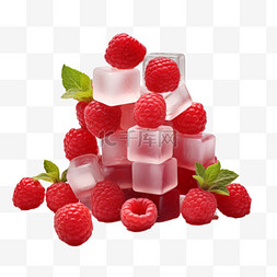 冰块合成图片_合成草莓冰块元素立体免扣图案